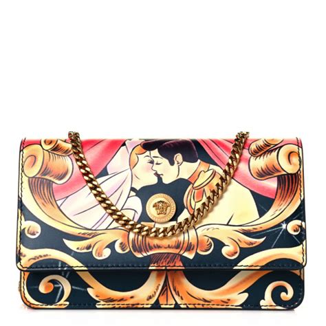 VERSACE X DISNEY Nappa Cinderella Print Chain Wallet 